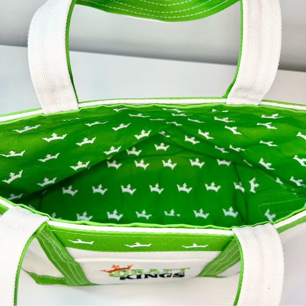 DraftKings DK Green and White Canvas Tote Bag